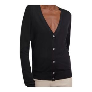 Theory Black V-Neck Button Front Cardigan
